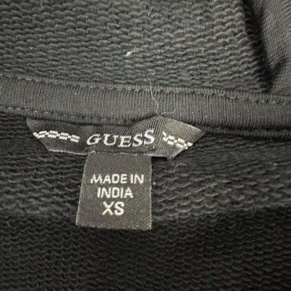 Guess Trixie Logo Cropped Hooded Sweatshirt Size XS Reflective Long Sleeved - Picture 8 of 9